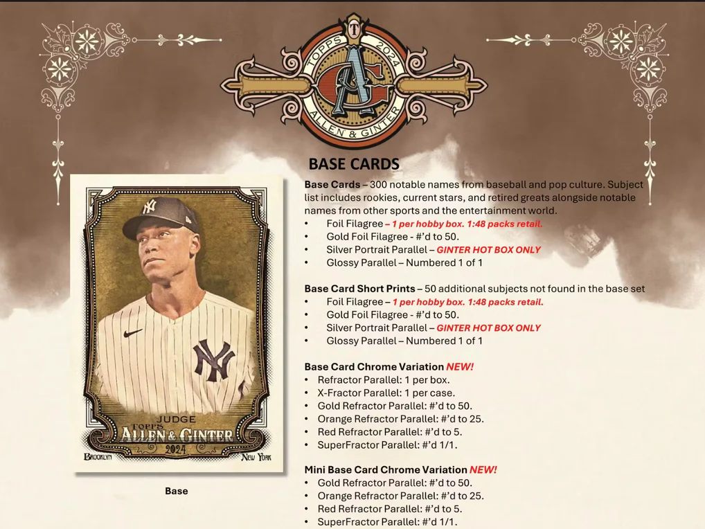 2024 Topps Allen & Ginter Baseball Hobby Pack by Weram